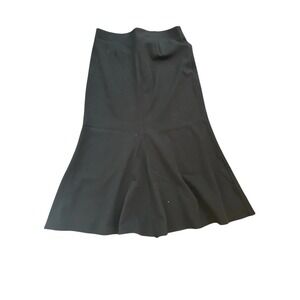 Fibers Barbara Lesser Black Midi Skirt Flared Hem Sz 8